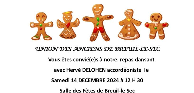 Union des Anciens de Breuil-le-Sec – Repas dansant – Samedi 14 décembre 2024